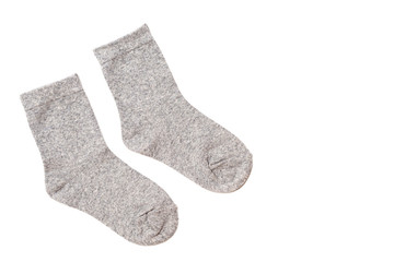 A pair of toddler boy's socks, isolated on a white background/ Flat lay/ Top view