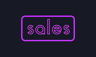 Neon sign for sales with black background