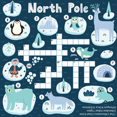 North Pole crossword game for kids