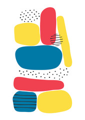 Simple abstract shapes greeting card illustration isolated on white background 