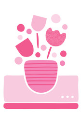 Simple flower greeting card illustration isolated on white background 