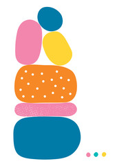 Simple abstract shapes greeting card illustration isolated on white background 