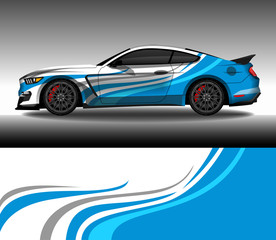 Naklejka premium Car wrap decal livery design vector, rally race car vehicle sticker and tinting.