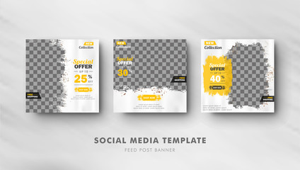 Social Media Feed Post Banner Template Collection For Fashion Sale With Splash Style Background