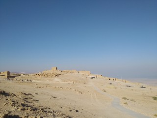 Masada National Park, Israel December 23th 2019 - Masada is an ancient fortification in the Southern District of Israel situated on top of an isolated rock plateau, akin to a mesa