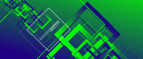 Abstract background with simple square or rectangle geometrical shapes. Geometric template with fluid gradients. Line design, technology concept. Vector Illustration For Wallpaper, Banner Background