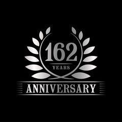 162 years logo design template. Anniversary vector and illustration template.