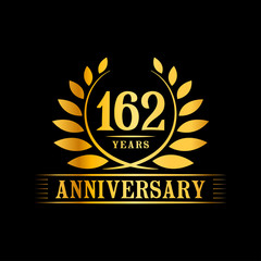 162 years logo design template. Anniversary vector and illustration template.