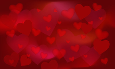Valentines day background with hearts, vector template for greeting card, poster, banner.