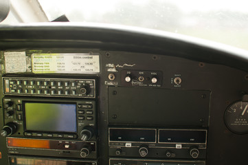 Analog swithes and dials on an airplane