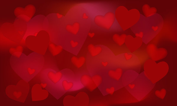 Valentines day background with hearts, vector template for greeting card, poster, banner.
