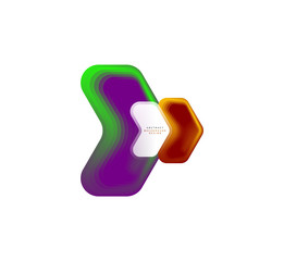 Vector arrow geometric banner created with blend color shapes effects. Trendy simple button, icon or business branding logo template, minimal style. Illustration For Wallpaper, Banner, Background