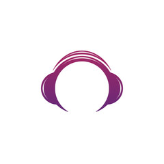 Glossy headphones flat icon music symbol