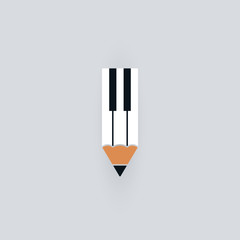 Abstract piano keyboard icons with pencil