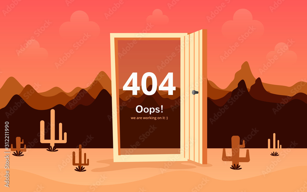 Poster Error 404 page layout vector design. Website 404 page creative concept. The page you requested could not be found. Oops 404 error page.