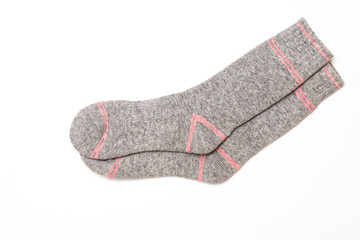 Set of colorful women's socks, isolate on a white background/ Flat lay/ Top view