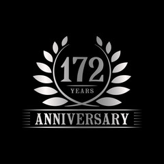 172 years logo design template. Anniversary vector and illustration template.