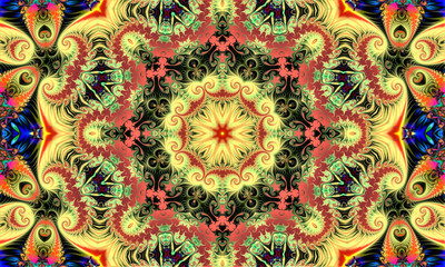 creative abstract background consisting of various fractal patterns resembling a pattern and a star in the center