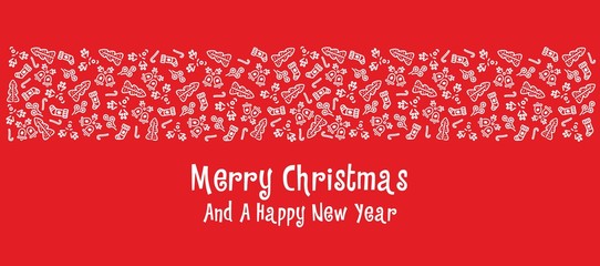 Merry Christmas card v.6 red. Vector.	