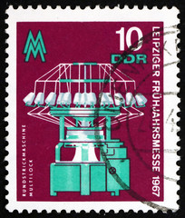 Postage stamp Germany 1967 Circular Knitting Machine