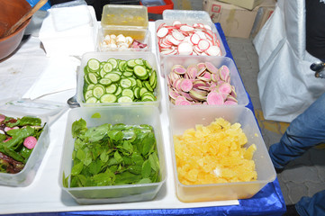 Fresh Salad Sliced in Baskets