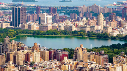 Fototapeta na wymiar View of New york skyline from Helicopter tour around Manhattan , New york city