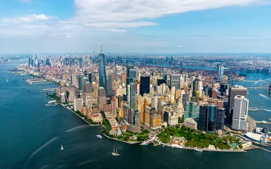 Foto op Plexiglas Uitzicht op de skyline van New York vanaf helikoptervlucht rond Manhattan, New York City © fukez84