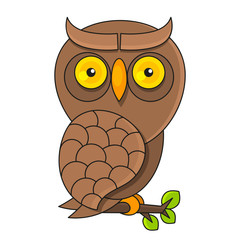 Owl Isolated On White Background Suitable For Greeting Card, Poster Or T-shirt Printing.