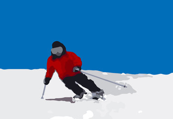 illustration vecteur homme qui fait du ski, skieur
