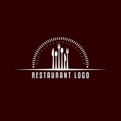 restaurant logo design inspiration . cutlery logo design template . vintage foodcourt logo design . foodland logo design