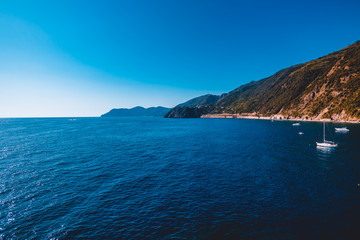 manarola city at the italy middle sea