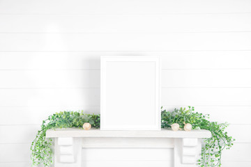 White Vertical 8x10 Wood Frame Mockup on a Light Background
