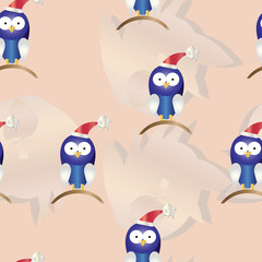 seamless pattern with Christmas birds cartoon vector - festive theme 