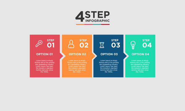 4 step infographic element. Business concept with 4 options and number, steps or processes. data visualization. Vector illustration.