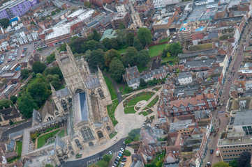 Fototapeta na wymiar Aerial view of Gloucester Cathedral, Gloucester, UK