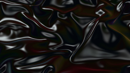 3D render beautiful folds of black silk in full screen, like a beautiful clean fabric background. Simple soft background with smooth folds like waves on a liquid surface. 7