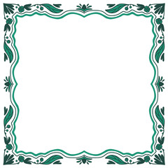 Ornamental retro vignette. Green pattern frame