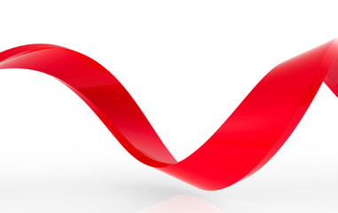 3d rendering. Abstract Red swirl ribbon line on white background.