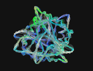 Chain of amino acid or biomolecules called protein - 3d illustration