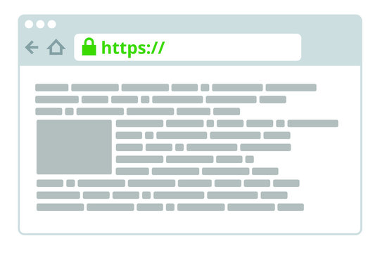 Custom browser window scheme with highlited https secured connection.
