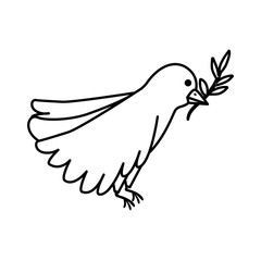 bird with olive branch line style icon vector illustration design