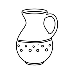 teapot of pottery decorative line style icon vector illustration design