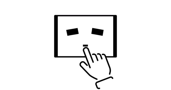 2D animated tablet talking. Services, provide information or blog