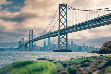 Bay Bridge with San Francisco downtown in background, California, USA