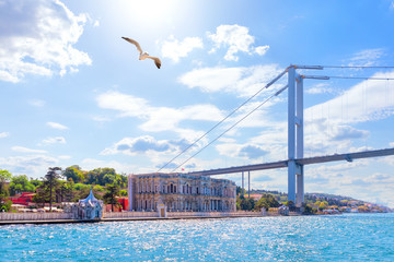 The Beylerbeyi Palace and the Bosporus Bridge, Istanbul, Turkey