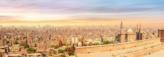 Mosque of Sultan Hasan and view on Al-Helmiya district of Cairo, Egypt