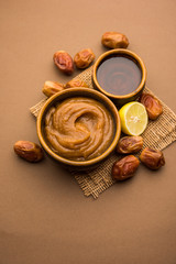 Dates Face mask for supple, smooth and clear skin with ingradients like fresh raw khajoor, lemon and honey. selective focus