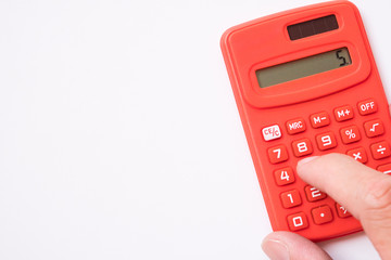 electronic digital calculator for calculate number on white background