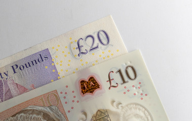 GB Pound Banknotes Closeup