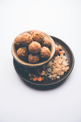sweet Dink laddu also known as Dinkache ladoo or gond ke laddoo made using edible gum with dry fruits 